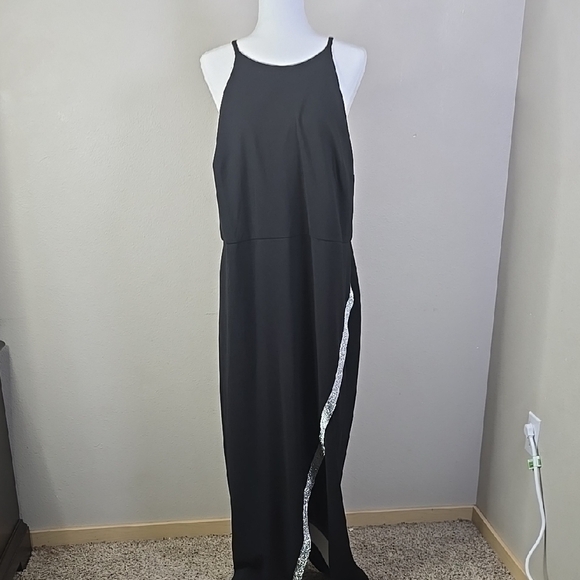 BCX black Sleeveless Halter Neck Sheath Maxi Dress size 2X - Picture 2 of 15
